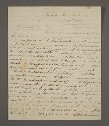 Image: Letter from Jane Williams to Lydia Marsh, March 27, 1828