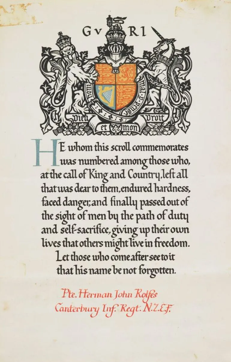 Image: Soldier's Memorial Certificate