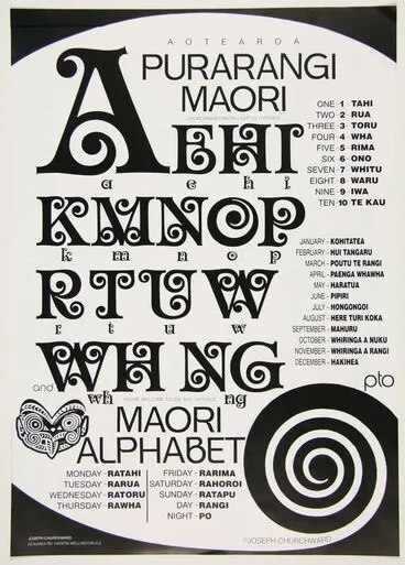 Image: Churchward Aoteraoa Purarangi Alphabet Poster