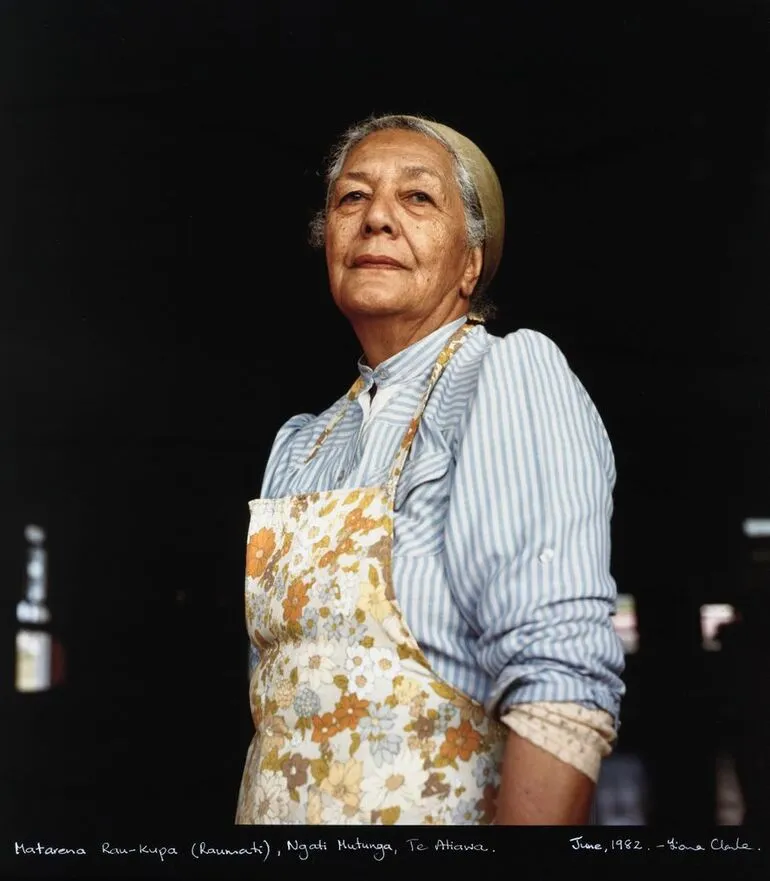 Image: Matarena Rau-Kupa (Raumati), Ngāti Mutunga, Te Ātiawa. From the portfolio: Ngā Whaea o te Moana - Taranaki, 1982.