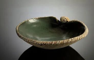 Image: Small green bowl. From group: The earth cooling. From the series: The magma flows, the magma cools on its way to the ocean