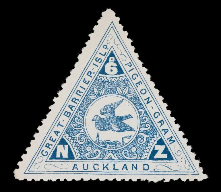 Image: Great Barrier Pigeongram Agency six penny stamp