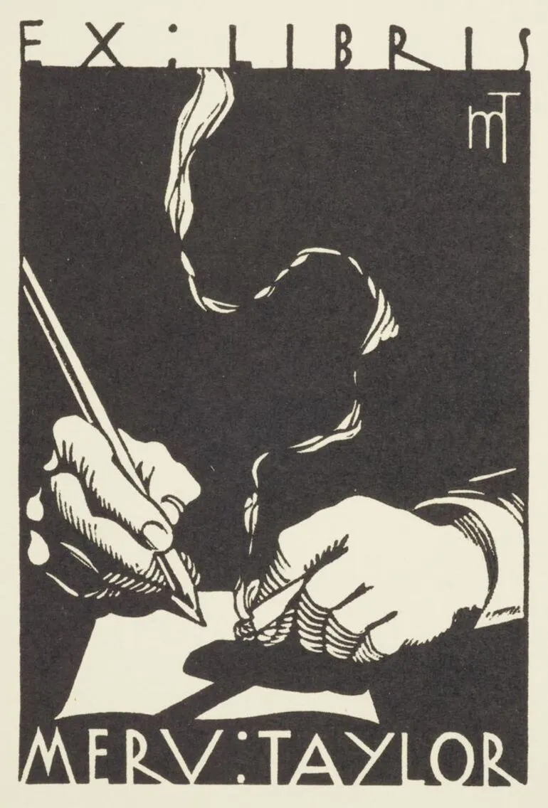 Image: Bookplate: Ex libris Merv. Taylor.