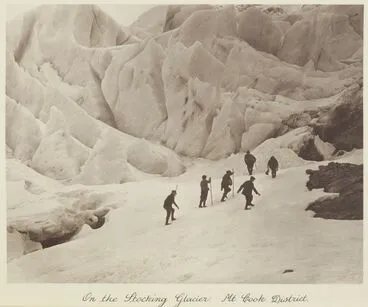 Image: On the Stocking Glacier, Mt Cook district. From the album: Record Pictures of New Zealand