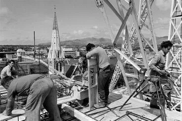 Image: Construction work above Christchurch's Cathedral Square