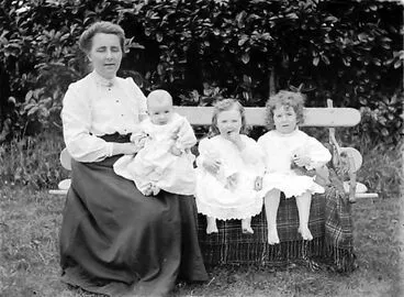 Image: Mrs Will Stewart and her three children