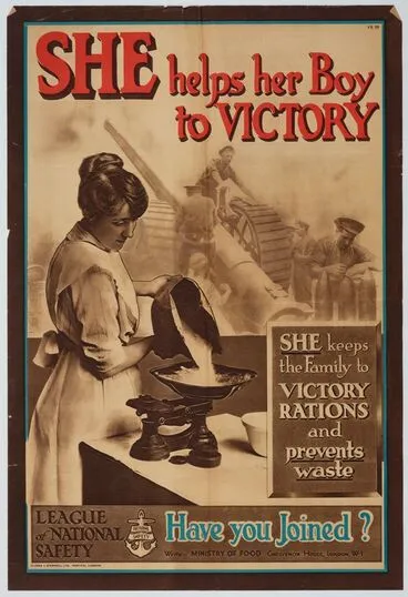 Image: Poster, 'She helps her Boy to Victory'