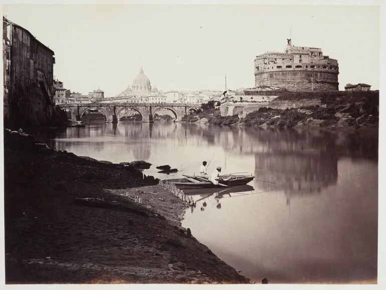Image: The Tiber de Angelo and St Peters Church in the distance