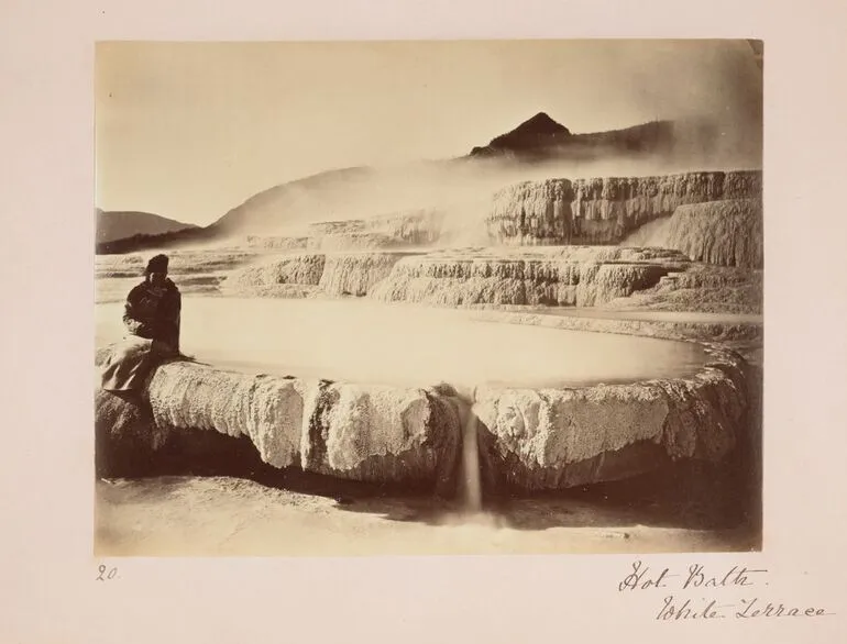 Image: Hot Bath, White Terrace. From the album: Frances Fenwick's Album of New Zealand views