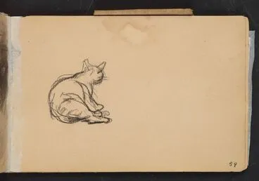 Image: Sketch of seated cat in An 1893 sketchbook