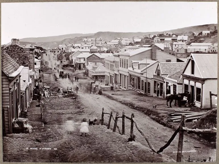 Image: Princes Street, Dunedin, 1861. From the album: Early Dunedin, Meluish - Burton - Muir & Moodie