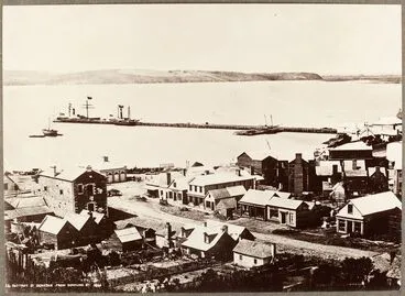 Image: Rattray Street, Dunedin from Dowling Street, 1861. From the album: Early Dunedin, Meluish - Burton - Muir & Moodie