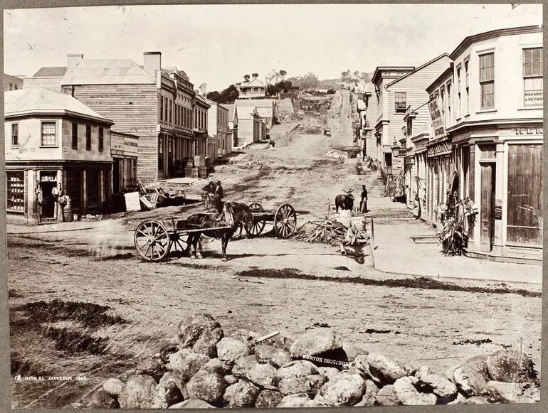 Image: High Street, Dunedin, 1862. From the album: Early Dunedin, Meluish - Burton - Muir & Moodie