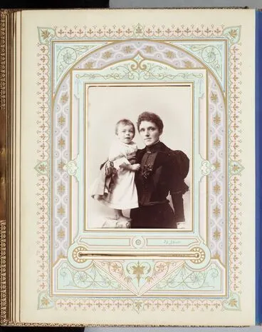 Image: Woman in black dress with young child. From the album: The Colonial Family Album