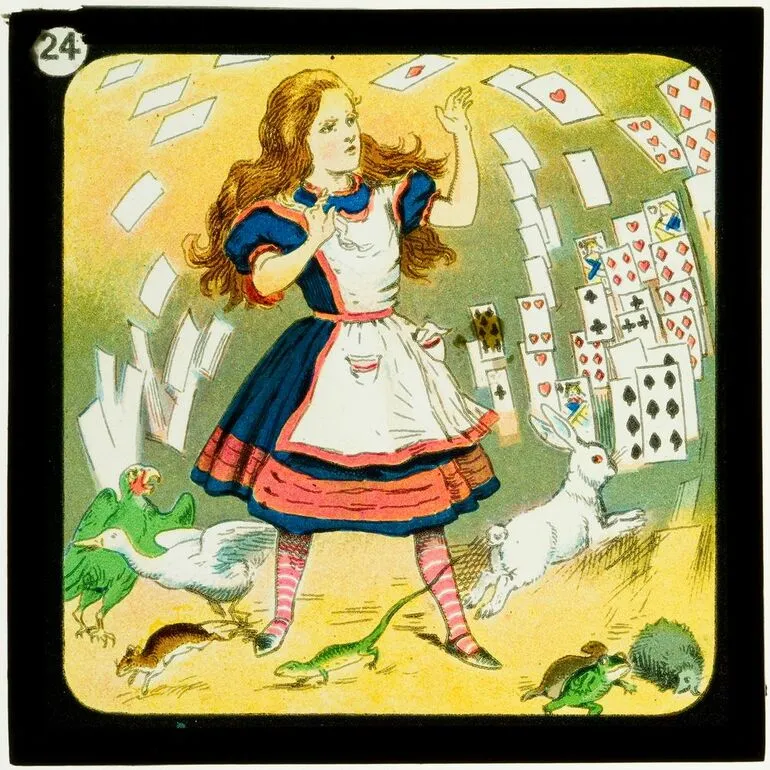 Image: Alice in Wonderland (Part 3), who stole the tarts: the whole pack rose up into the air