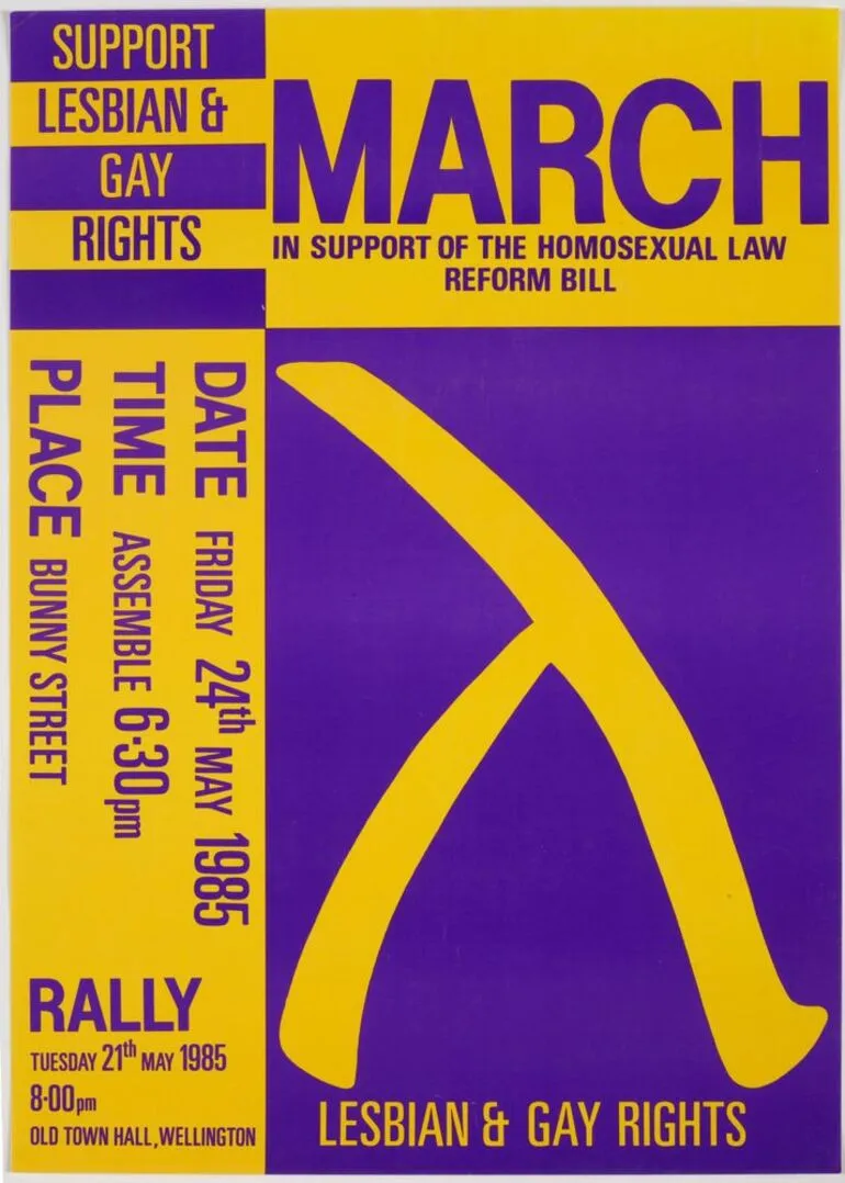 Image: 'March in Support of the Homosexual Law Reform Bill' poster