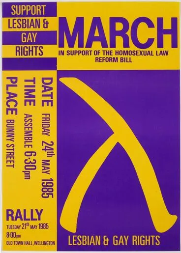 Image: 'March in Support of the Homosexual Law Reform Bill' poster