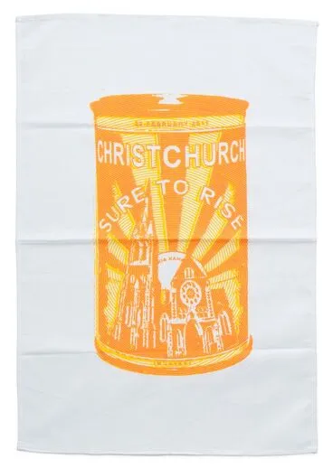 Image: Tea towel, 'Christchurch Sure to Rise'