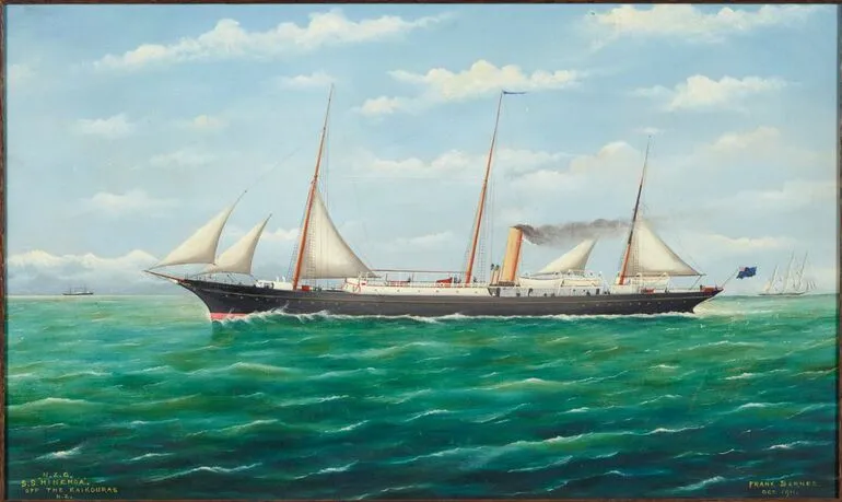 Image: N.Z.G. S.S. Hinemoa off the Kaikouras, NZ