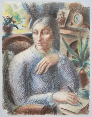Image: Portrait of a woman writing