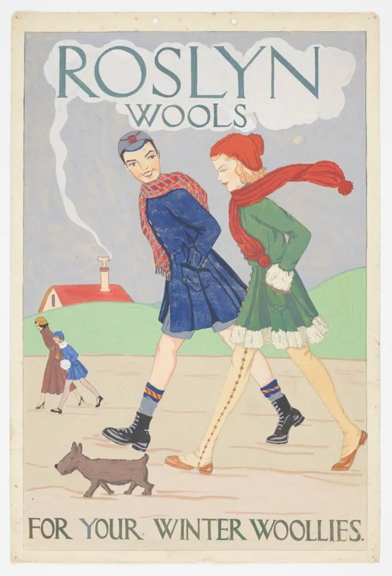 Image: Poster design 'ROSLYN WOOLS FOR YOUR WINTER WOOLLIES'