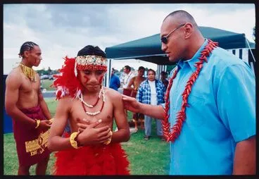 Image: Auckland Secondary Schools Maori and Pacific Islands Cultural Festival, Manukau City. Samoan performer, De La Salle College