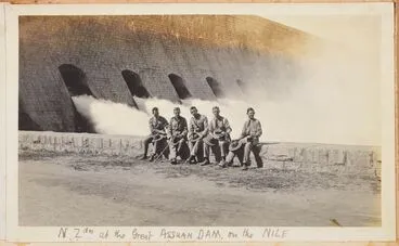 Image: New Zealanders at the great Assuan Dam on the Nile. From the album: Photograph album of Major J.M. Rose, 1st NZEF