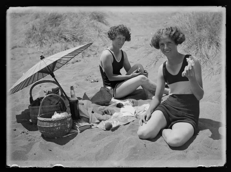 Image: Mary and Dot Webby at Ōtaki Beach