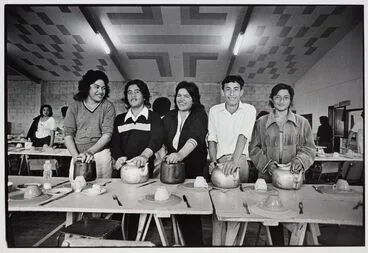 Image: Tea boys in Kii Koopu dining hall, Ratana Pa, during annual church commemorations, January, 1976. From the series: Ratana Pa