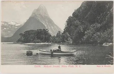Image: Milford Sound, Mitre Peak. N. Z. Muir & Moodie