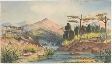 Image: Ngaruawahia (riverbank with whare)