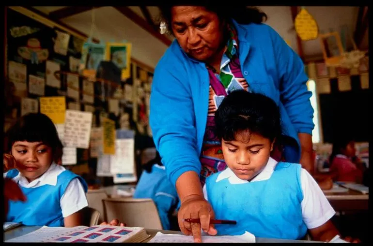 Image: Teacher and children in a classroom