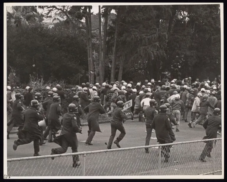 Image: Police chasing protesters during Springbok Tour protest