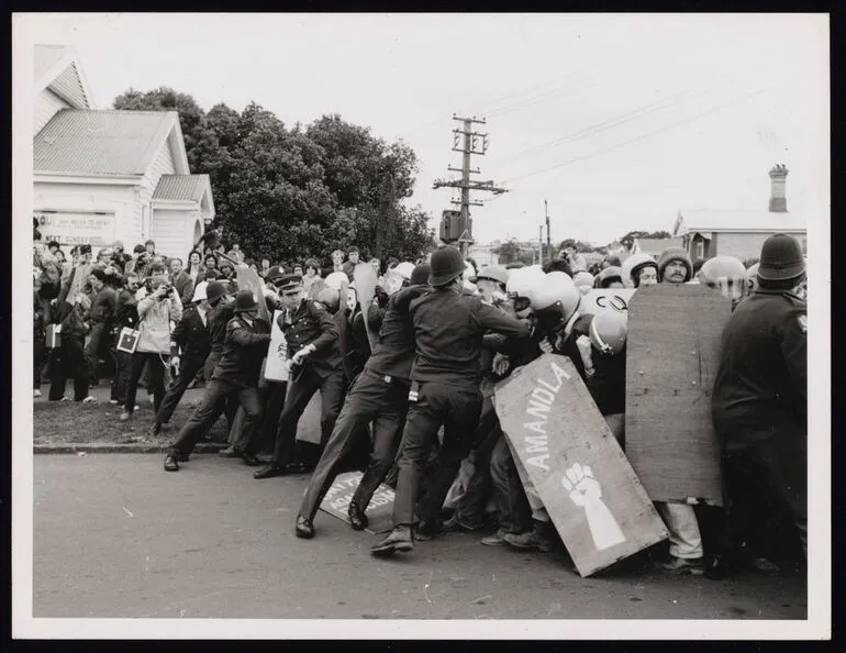 Image: Clash between protesters and police during Springbok Tour protest