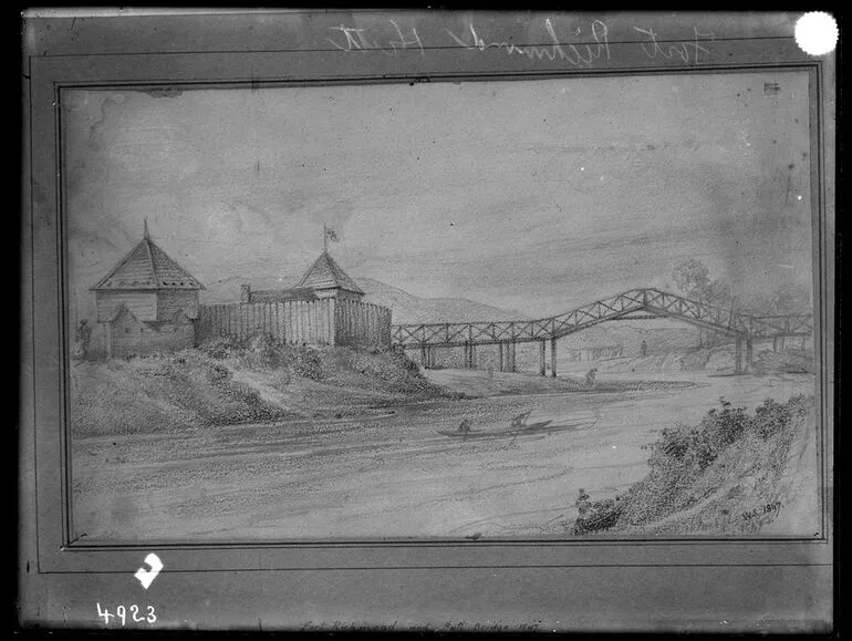 Image: Fort Richmond and the Hutt Bridge - Drawing by W.S. 1847