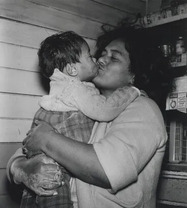 Image: Mother has to pick him up and kiss him better. From the series: Washday at the pa
