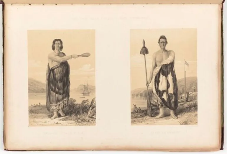Image: The two head-chiefs of Port Nicholson. Plate 1. From the book: Illustrations to Adventure in New Zealand