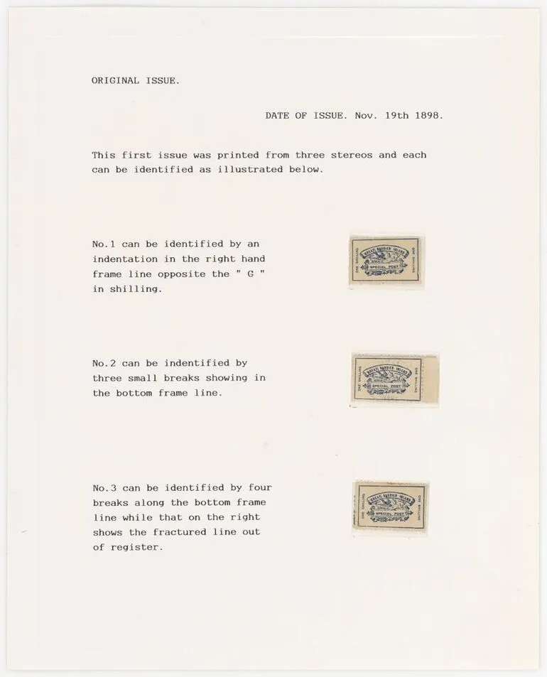 Image: Great Barrier Pigeongram Service one shilling stamps: 1st issue