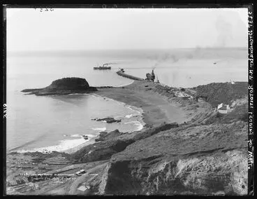Image: New Plymouth and breakwater, "Rotoiti" leaving