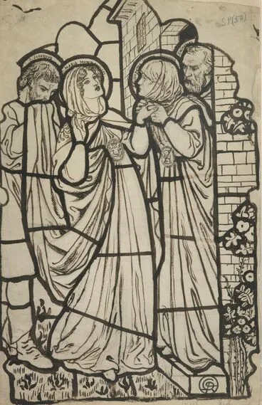 Image: The Visitation. Design for stained glass (cartoon)