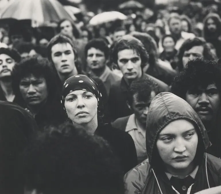 Image: Arrival of the Maori land march on Parliament grounds 1975.