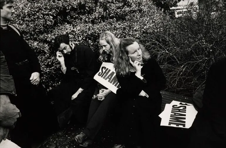 Image: Members of St John's College before march to Rugby Park against Springbok Rugby Tour, Hamilton, 25 July 1981