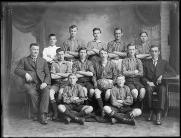 Image: Unidentified young players, 1921 soccer team, from the Stange's Football Club, probably Christchurch district