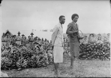 Image: Presentation of the Tambua or whale's tooth to troops, Fiji