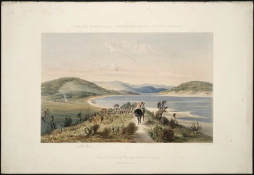 Image: Brees, Samuel Charles 1810-1865 :Porirua Harbour and Parramatta whaling station in Novr 1843. Drawn by S. C. Brees Esqr., Chief Surveyor to the New Zealand Company. London, Smith Elder [1845]