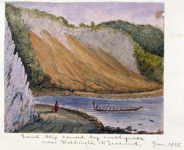 Image: [Gold, Charles Emilius] 1809-1871 :Landslip caused by earthquake near Wellington N. Zealand Jan 1855