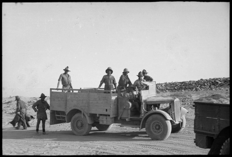 Image: NZ soldiers in military truck, Egypt