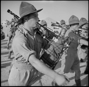 Image: Pipers of a Southern Battalion Pipe band, Maadi