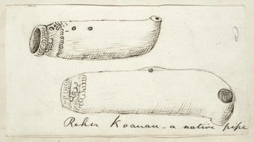 Image: [Taylor, Richard], 1805-1873 :Rehu koauau - a native pipe. [1840s?]