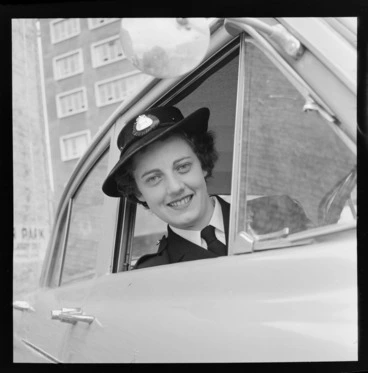 Image: Heather Thorne, the first woman traffic officer in Wellington